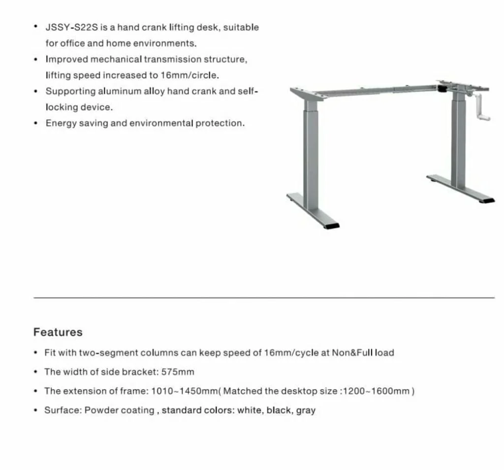 Manual Height Adjustable Table Features