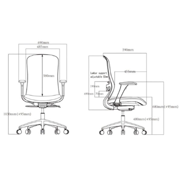 dimension of classic office chair