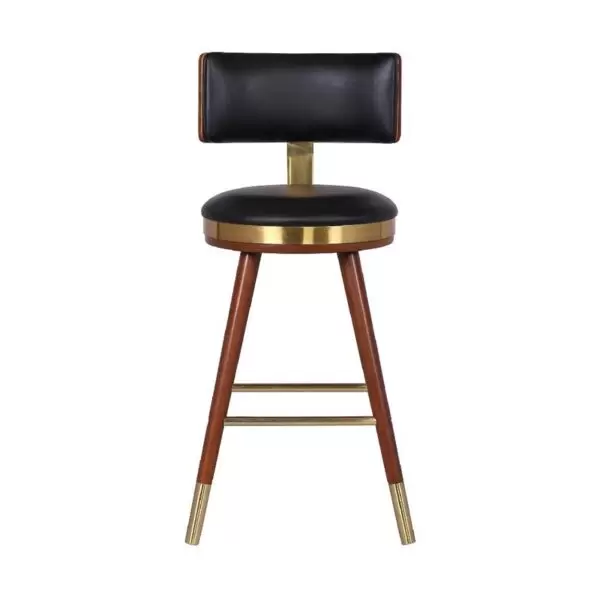 Black wooden high bar stool front