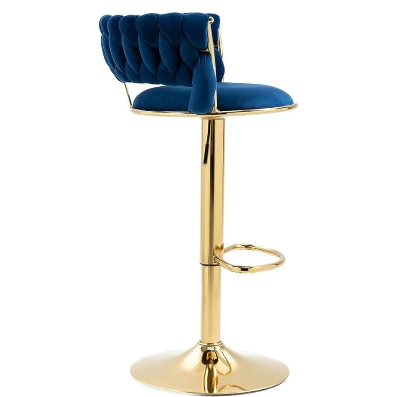 Blue High Bar Stool Side