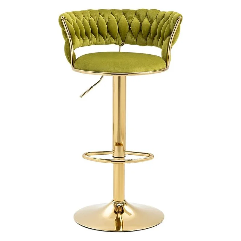 Comfortable Green Gold Plated High Bar Stool