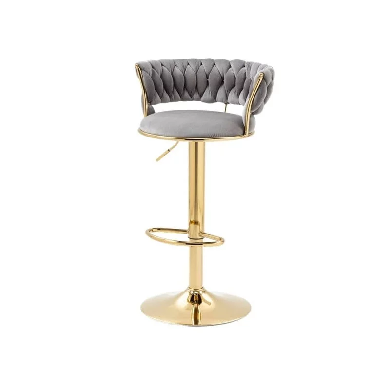 Gray High Bar Stool Gold Plated