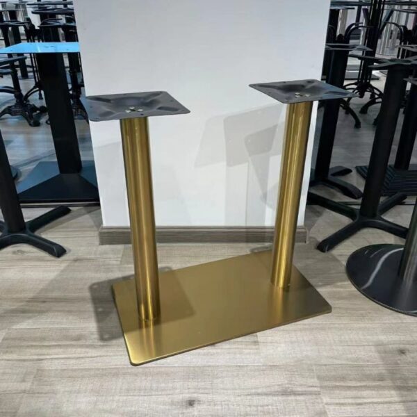 Live Image of golden plated center table frame double leg