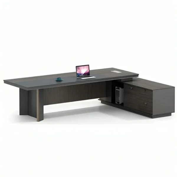 L-Shaped CEO Office Table Back Side