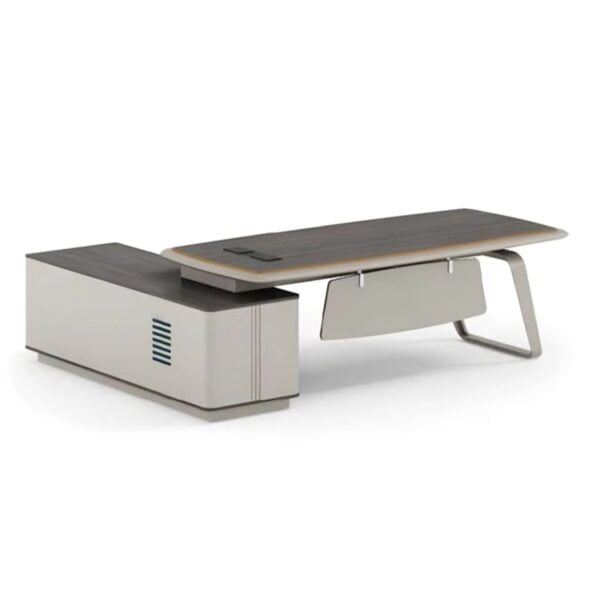 Modern L Shaped Executive Office Desk Front Side